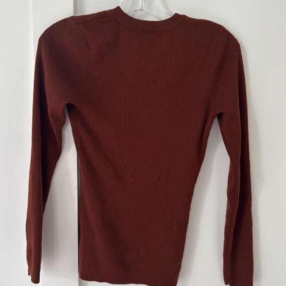 ALC Brown Ribbed Pulloverer Caplan Sweater Shirt Size M - Picture 5 of 9
